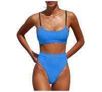 OBASDFD Women's Bikini Set with Halterneck Push Up Bottoms Top Two Piece Swimsuit, Yellow, XL(Sky Blue,M)