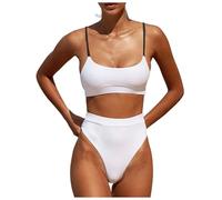 OBASDFD Women's Bikini Set with Halterneck Push Up Bottoms Top Two Piece Swimsuit, Yellow, XL(White,S)