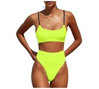 OBASDFD Women's Bikini Set with Halterneck Push Up Bottoms Top Two Piece Swimsuit, Yellow, XL(Yellow,M)