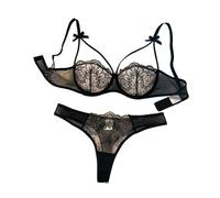 OBASDFD Women's Black Lingerie Lightweight Set Lace Women's Bra And Panty Set(M)(S)