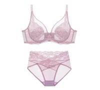 OBASDFD Women's Bra Full Cup Gathered Underwear Set No Side Breast Collection(Black,L)(Red,L)