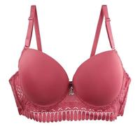 OBASDFD Women's Bra Set with Lace Push Up Underwired Comfortable Breathable for Large Sizes Elegant Adjustable Straps, Red (Watermelon Red), 42DD(Pink,40DD)