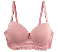 OBASDFD Women's Bra Set with Lace Push Up Underwired Comfortable Breathable for Large Sizes Elegant Adjustable Straps, Pink, 46DD(Purple,40D)