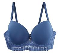 OBASDFD Women's Bra Set with Lace Push Up Underwired Comfortable Breathable for Large Sizes Elegant Adjustable Straps, Navy, 42D(Purple,40DD)