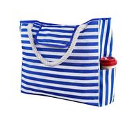 OBASDFD Women's Canvas Multi-Color Striped Lattice Bag, Crossbody Shoulder Purse & Cargo Tote Handbag(Blue)