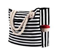 OBASDFD Women's Canvas Multi-Color Striped Lattice Bag, Crossbody Shoulder Purse & Cargo Tote Handbag(Black)