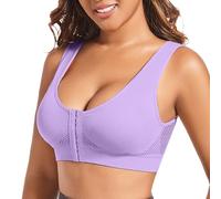 OBASDFD Women's Casual Hollow out Button Breathable Sports Bra Top Underwear Without Steel Ring Collecting, Dark Purple, 4XL(Light Purple,3XL)