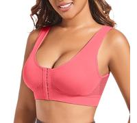 OBASDFD Women's Casual Hollow out Button Breathable Sports Bra Top Underwear Without Steel Ring Collecting, White, 6XL(Red (Watermelon Red),5XL)