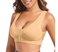 OBASDFD Women's Casual Hollow out Button Breathable Sports Bra Top Underwear Without Steel Ring Collecting, Red (Watermelon Red), 5XL(Beige,6XL)