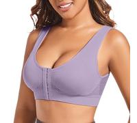 OBASDFD Women's Casual Hollow out Button Breathable Sports Bra Top Underwear Without Steel Ring Collecting, Dark Purple, 4XL(Dark Purple,4XL)