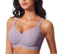 OBASDFD Women's Comfortable Non-Wired Bra Seamless Design with Three Hook Closure, Supportive And Versatile Underwear for all Seasons, White, XXL(Purple,XXL)