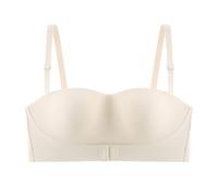 OBASDFD Women's Comfortable Strapless Bra with Non Slip Wrap Breast Shine, Beautiful Button Back And Traceless, Black, 6(Light Yellow,8)
