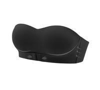 OBASDFD Women's Comfortable Strapless Bra with Non Slip Wrap Breast Shine, Beautiful Button Back And Traceless, Light Yellow, 12(Black,6)