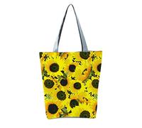 OBASDFD Women's Cute Sunflower Printed Slouchy Zippered Tote Handbag, Small Purse With Large Capacity(F)