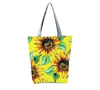 OBASDFD Women's Cute Sunflower Printed Slouchy Zippered Tote Handbag, Small Purse With Large Capacity(E)