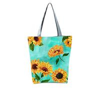 OBASDFD Women's Cute Sunflower Printed Slouchy Zippered Tote Handbag, Small Purse With Large Capacity(D)