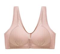 OBASDFD Women's Front Button Compression Sports Bra Closure for Women Close Breast Enlargement Wireless Underwear, Red (Watermelon Red), 10(Pink,10)