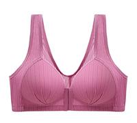 OBASDFD Women's Front Button Compression Sports Bra Closure for Women Close Breast Enlargement Wireless Underwear, Red (Watermelon Red), 10(Purple,10)