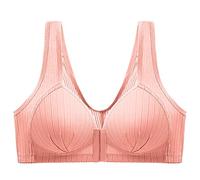 OBASDFD Women's Front Button Compression Sports Bra Closure for Women Close Breast Enlargement Wireless Underwear, Red (Watermelon Red), 10(Brown,12)