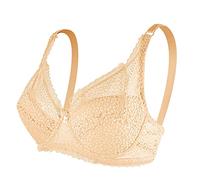 OBASDFD Women's Lace Underwired Bra Unlined Everyday, Beige, 42C-D(Beige,42C-D)