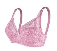 OBASDFD Women's Lace Underwired Bra Unlined Everyday, Pink, 36C-D(Pink,36C-D)