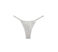 OBASDFD Women's Metallic Thong Bikini Bottom Low Rise Cheeky Swim Bottoms Beachwear(Light Silver,S)