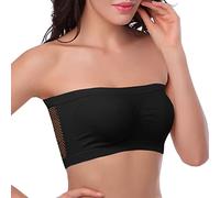 OBASDFD Women's Padded Bandeau Bra Wire-Free Strapless Convertible Bralettes Base Layer Tube Top T V, Black, M(Black,L)