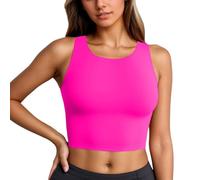 OBASDFD Women's Plain Swimwear Tankini Top Breathable Comfortable Swimming Shirt for Beach Pool Water Activities Summer, Orange, S(Hot Pink,XL)