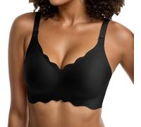 OBASDFD Women's Plus Size Comfortable Seamless Wirefree Bra Jelly Design Gathered Support Versatile Loungewear for all Seasons, Black, XXL(Black,XL)