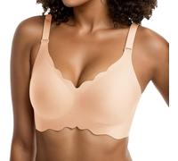 OBASDFD Women's Plus Size Comfortable Seamless Wirefree Bra Jelly Design Gathered Support Versatile Loungewear for all Seasons, Black, XXL(Beige,S)