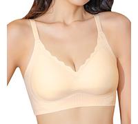 OBASDFD Women's Seamless Jelly Lift Bra Firm Cup Push Up Chest Thin Underwire, Beige, XXL(Beige,XXL)