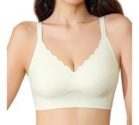 OBASDFD Women's Seamless Jelly Lift Bra Firm Cup Push Up Chest Thin Underwire, Black, L(Light Green,M)