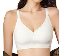 OBASDFD Women's Seamless Jelly Lift Bra Firm Cup Push Up Chest Thin Underwire, Black, L(White,M)