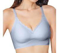 OBASDFD Women's Seamless Jelly Lift Bra Firm Cup Push Up Chest Thin Underwire, Light Grey, XL(LightBlue,XXL)