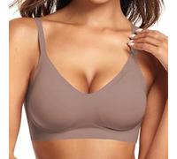 OBASDFD Women's Seamless Non-Wired Bra, Comfortable Push Up, Wireless Bralette, Full Coverage Sports for Everyday Use, Beige, XL(Gray,XXL)