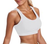 OBASDFD Women's Seamless Sports Bra with Wide Straps, No Underwire, Provides Optimal Support Full Coverage - Ideal for Workouts., Black, XXL(White,L)