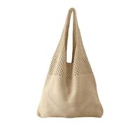 OBASDFD Women's Simple Retro Hollow Crochet Woven Shoulder Shopping Bag Spacious Design(D)