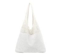 OBASDFD Women's Spring/Summer Portable Retro Hollow Knitted Handbag, Under The Arm & Handheld One Shoulder Purse(White)