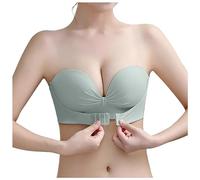 OBASDFD Women's Strapless Push Up Bra with Back Top, Black, 12(Green,12)