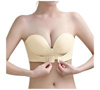 OBASDFD Women's Strapless Push Up Bra with Top Back, Black, 6(A,6)
