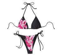 OBASDFD Women's Stylish Tankini Set for The Ultimate Beach. Floral Print Design with Straps for a Trendy Summer Swimwear Experience, Black, XS(S)