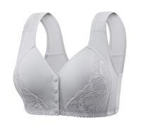OBASDFD Women's Tank Top Bra Without Underwire with Plain Lace Pattern And Buckle Front, Gray, 10(Gray,10)