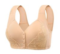 OBASDFD Women's Tank Top Bra Without Underwire with Plain Lace Pattern And Buckle Front, Gray, 10(Light Yellow,14)