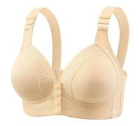 OBASDFD Women's Tank Top Bra Without Underwire with Plain Lace Pattern And Buckle Front, Purple, 20(Light Yellow,14)