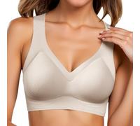 OBASDFD Women's Thin Seamless Bra with Soft Support, Large Bust, Small Semi Firm Cup, Breathable, Beige, L(Green,L)