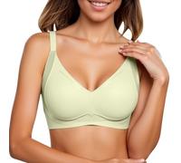 OBASDFD Women's Thin Seamless Bra with Soft Support, Large Bust, Small Semi Firm Cup, Breathable, Beige, XL(Light Green,XXL)