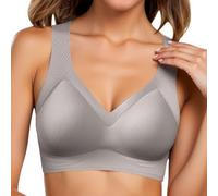 OBASDFD Women's Thin Seamless Bra with Soft Support, Large Bust, Small Semi Firm Cup, Breathable, Light Grey, 3XL(Beige,L)