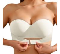 OBASDFD Women's Thin Seamless Bra with Soft Support, Large Bust, Small Semi Firm Cup, Breathable, Light Yellow, 8(White,8)