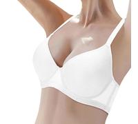 OBASDFD Women's Thin Seamless Bra with Soft Support, Large Bust, Small Semi Firm Cup, Breathable, RD1, 34C(White,36C)
