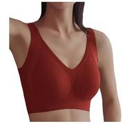 OBASDFD Women's Thin Seamless Bra with Soft Support, Large Bust, Small Semi Firm Cup, Breathable, Red, M(Pink,L)